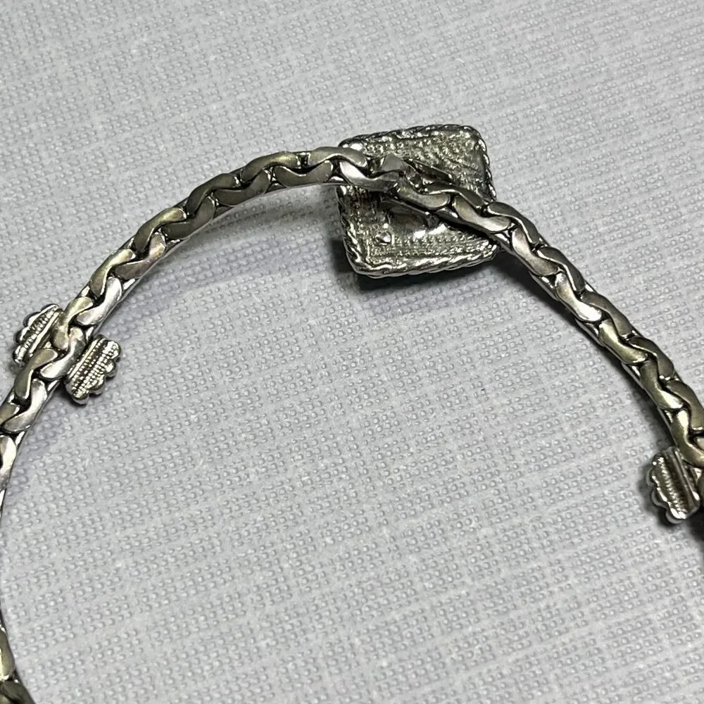 VTG Goldette Faux Turquoise Bracelet Silver Tone Chain Southwestern Boho FLAW
